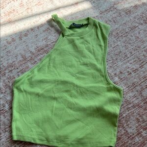Zara Lime Green Asymmetrical Women's Top